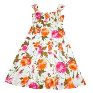 London Times Womens White Floral Fit Flare Dress Sleeveless Back Zip Size 4 NWT‎